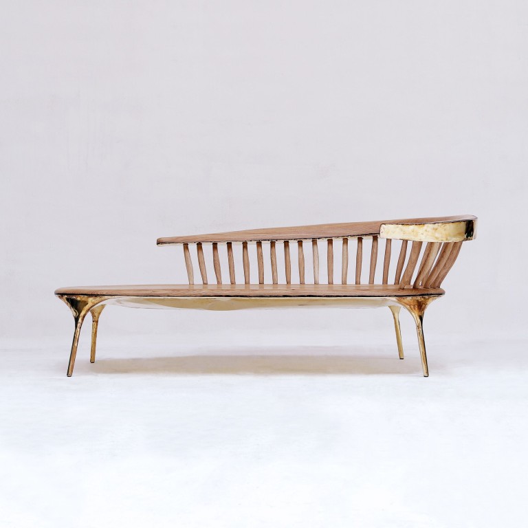  - Brass - Lounge Chair with Spindled Back